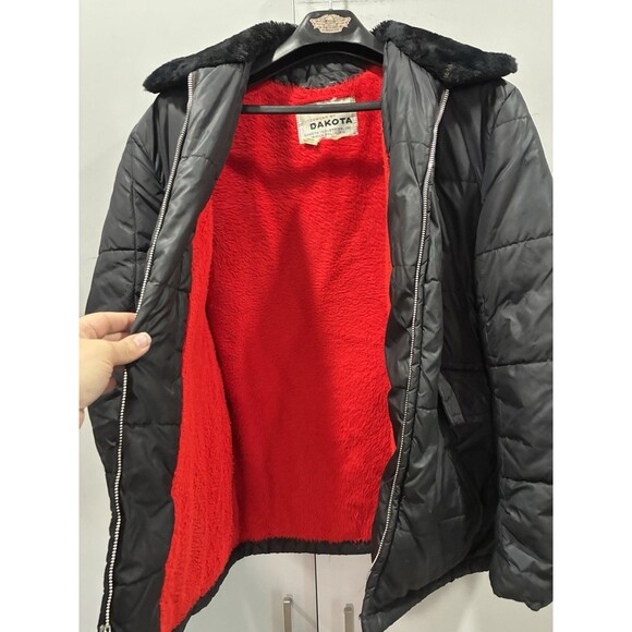 Vtg 70s Dakota Black Quilted Puffer Jacket XL XXL Ranchcore Workwear Faux Fur - Picture 3 of 10